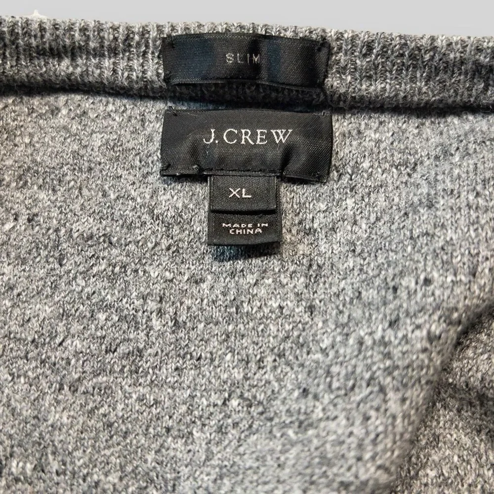J. Crew Sweater Mens XL Gray Slim Fit Rugged Cotton Crew‎ Neck Pullover